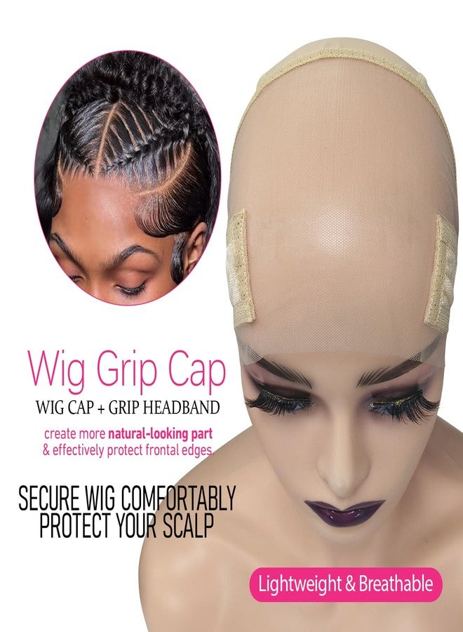 Labhairs Lace-MAX Wig Grip Cap for Women - Non Slip, Adjustable Wig Caps Holds Glueless Wigs Securely in Place, Reusable HD Lace Cap with Headband for Lace Front Wigs, One Size Fits All (Nude) - Image 2